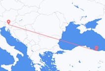 Flyreiser fra Ordu, til Ljubljana