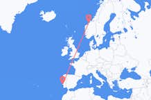 Vluchten van Kristiansund naar Lissabon