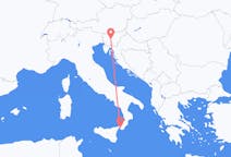 슬로베니아 류블랴나에서 출발해 이탈리아 레지오 칼라브리아에게(으)로 가는 항공편