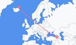 航班从土耳其Van市到埃伊尔斯塔济市，冰岛塞尔