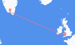 Flights from Narsaq, Greenland to Exeter, the United Kingdom