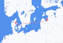 Vluchten van Århus, Denemarken naar Riga, Pescara, Letland