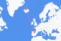 Vluchten van Madrid, Spanje naar Akureyri, IJsland