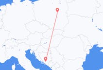 从莫斯塔爾飞往华沙的航班