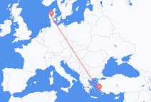 Flights from Leros, Greece to Billund, Denmark