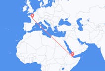 Flyg från Balbala, Djibouti till Poitiers, Frankrike