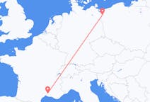 Flyg från Nimes, Frankrike till Szczecin, Polen
