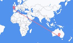เที่ยวบิน จาก Kingscote, ออสเตรเลีย ถึงซานติอาโก เดล มอนเต, สเปน