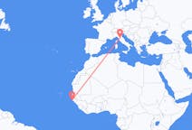 Flyg från Cap Skidåkning, Senegal till Florens, Italien