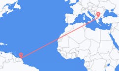Flyrejser fra Cayenne, Frankrig til Thessaloniki, Grækenland