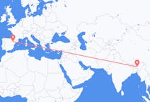 인도 구와하티에서 출발해 스페인 사라고사로(으)로 가는 항공편