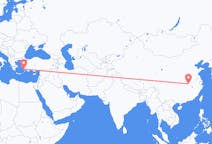 Flyg från Wuhan, Kina till Bodrum, Turkiet