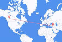 Flyreiser fra Dawson Creek, Canada til Gaziantep, Tyrkia