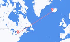 航班从美国尼亚加拉瀑布城市到雷克雅维克市，冰岛塞尔