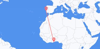 Vluchten van Ghana naar Portugal
