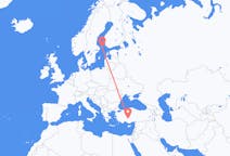 Vluchten van Mariehamn, Åland naar Konya, Turkije