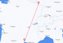 Flyrejser fra Saarbrücken, Tyskland til Montpellier, Frankrig