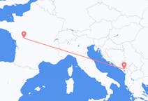 Vluchten van Podgorica, Montenegro naar Poitiers, Frankrijk