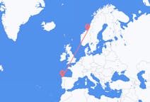 Flyg från A Coruña, Spanien till Trondheim, Norge