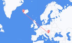 Fly fra byen Reykjavik, Island til byen Osijek, Kroatien