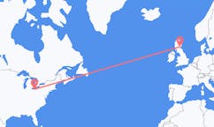 来自美国出发地 克利夫蘭前往苏格兰的邓迪的航班