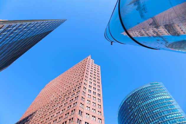 Photo of low angle view of office buildings at Potsdamer Platz, Berlin, Germany.
