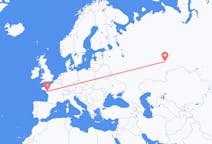 Flyg från Jekaterinburg, Ryssland till Nantes, Frankrike