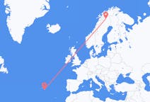 Loty z Kiruna, Szwecja z Ponta Delgada, Portugalia
