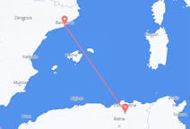 出发地 阿尔及利亚出发地 君士坦丁目的地 西班牙巴塞罗那的航班