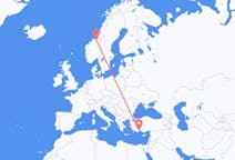 Flights from Antalya in Turkey to Trondheim in Norway