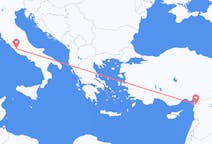 イタリアのローマからから、トルコのハタイ県までのフライト