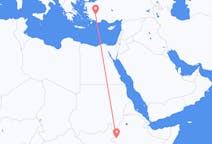 Flyreiser fra Gambela, Ethiop, Etiopia til Denizli, Tyrkia