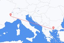フランスのグルノーブルから、ギリシャのカバラ県までのフライト