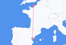 出发地 西班牙巴倫西亞目的地 法国多维尔的航班