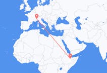 Flyg från Jijiga, Etiopien till Turin, Italien