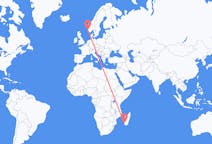 出发地 马达加斯加出发地 圖利亞拉目的地 挪威海宁格松的航班