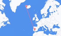 航班从西班牙塞维利亚市到雷克雅维克市，冰岛塞尔