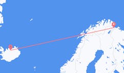 Voli dalla città di Kirkenes, la Norvegia alla città di Akureyri, l'Islanda