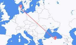 出发地 土耳其托卡特目的地 丹麦奥胡斯的航班