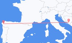 从圣地亚哥 － 德孔波斯特拉飞往莫斯塔爾的航班