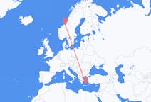 Flyg från Trondheim, Norge till Santorini, Grekland
