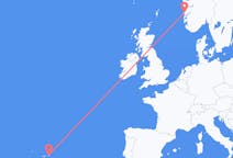 Fly fra Terceira til Bergen