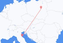 Flyg från Rimini, Italien till Warszawa, Polen