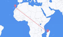 Loty z Mahajanga na Madagaskarze do Lanzarote w Hiszpanii