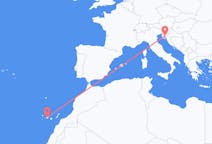 出发地 克罗地亚出发地 里耶卡目的地 西班牙特内里费岛的航班
