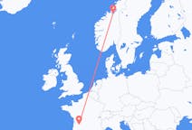 Flyg från Trondheim, Norge till Bergerac, Frankrike