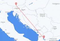 Vluchten van Ohrid, Noord-Macedonië naar Klagenfurt, Oostenrijk