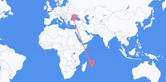 Flyreiser fra Mauritius til Tyrkia