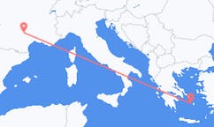 フランスのロデスから、ギリシャのパリキアまでのフライト