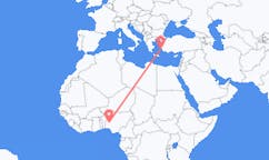 Flyreiser fra Ilorin, Nigeria til Leros, Hellas